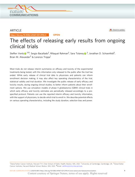 The effects of releasing early results from ongoing clinical trials .